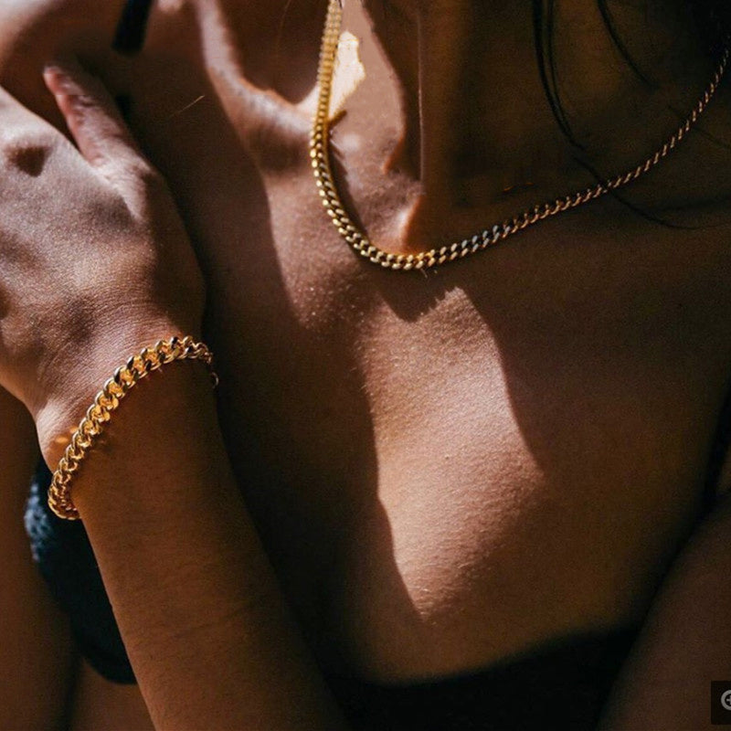 SALE | EDELSTAHL 3MM 45CM "GOLD CUBAN" KETTE - ICERAIN JEWELRY