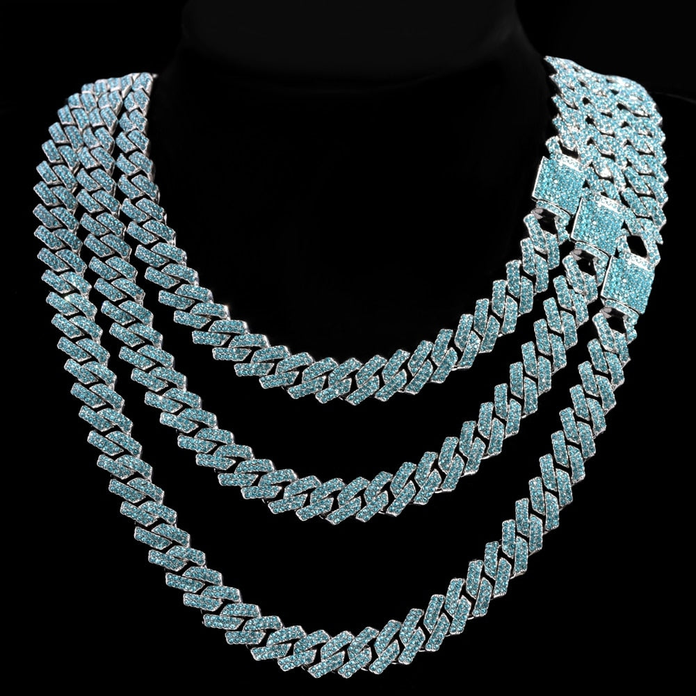 SALE | ICED OUT 14MM 50CM "BLUE PRONG CUBAN" KETTE - ICERAIN JEWELRY