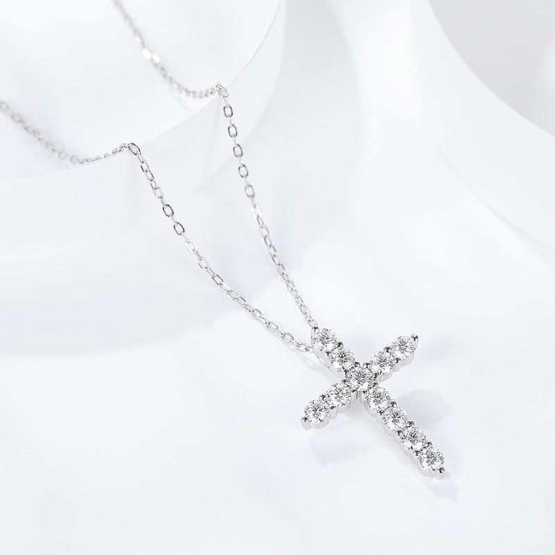 ICED OUT MOISSANITE "CROSS V2" WEISSGOLD 925S SILVER KETTE - ICERAIN JEWELRY