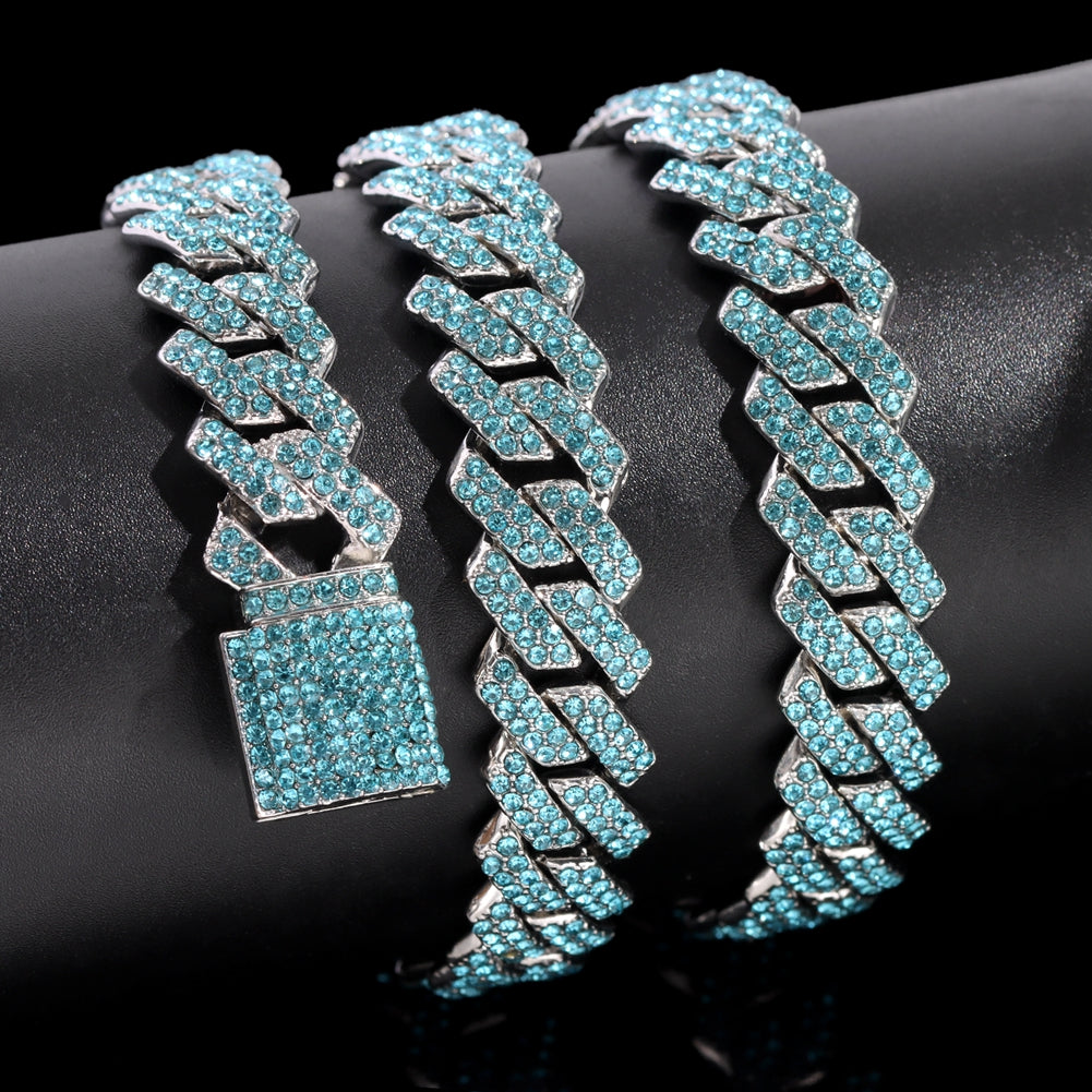 SALE | ICED OUT 14MM 50CM "BLUE PRONG CUBAN" KETTE - ICERAIN JEWELRY