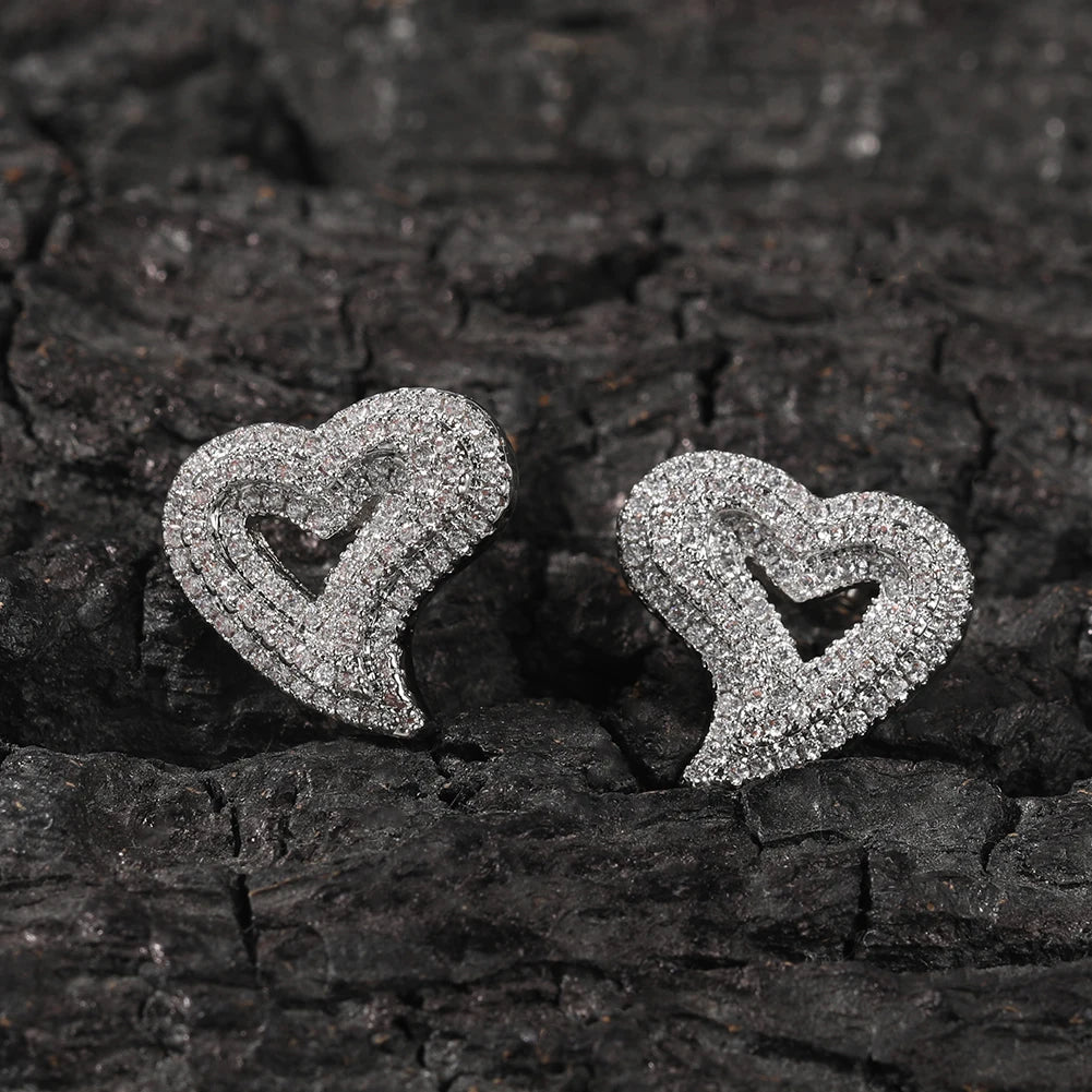 ICED OUT "HEART" OHRRINGE - ICERAIN JEWELRY