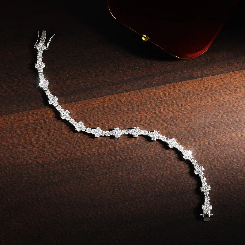 ICED OUT MOISSANITE 3MM "SILVER TENNIS CROSS" WEISSGOLD 925S SILVER ARMBAND - ICERAIN JEWELRY