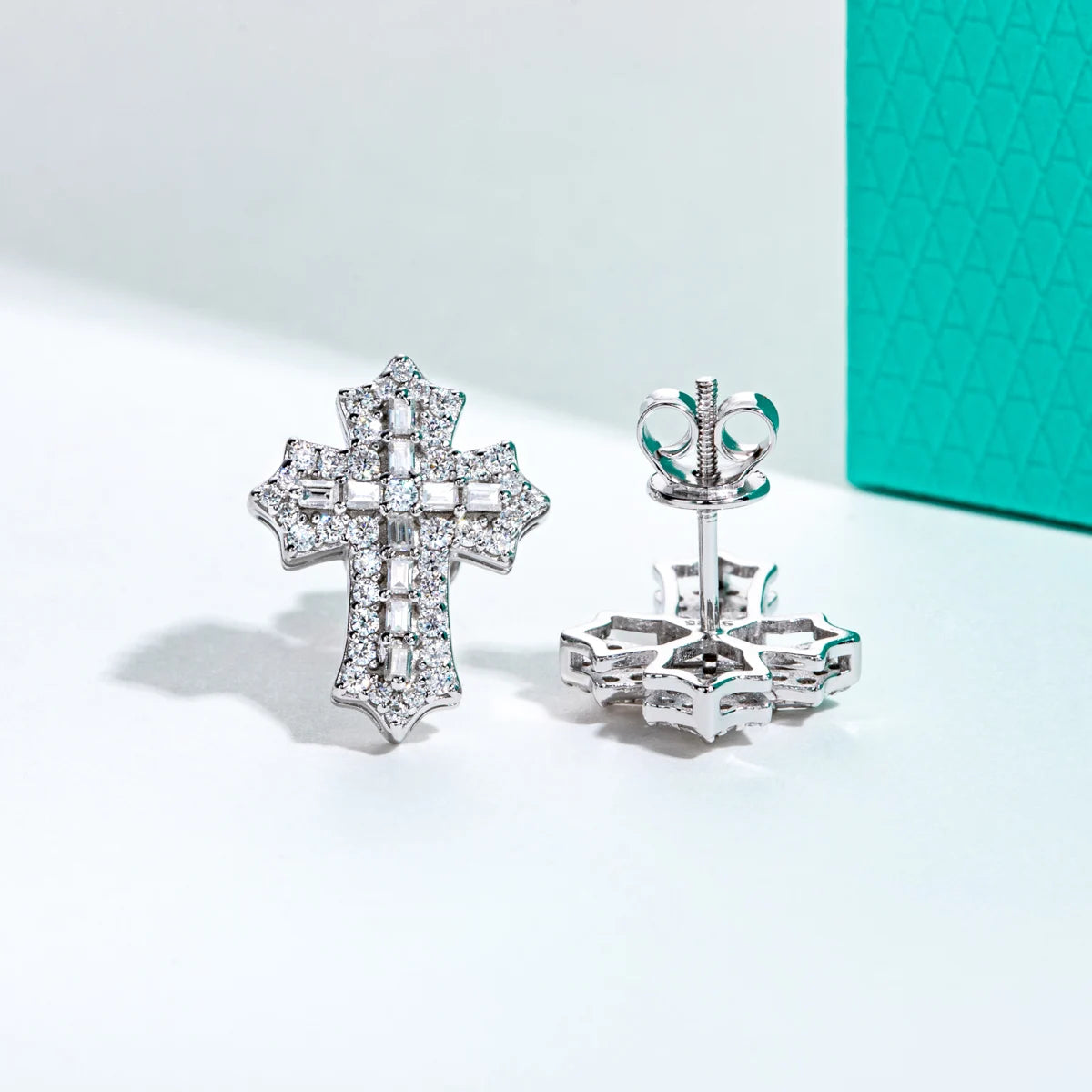 ICED OUT MOISSANITE "CROSS V2" WEISSGOLD 925S SILVER OHRRINGE - ICERAIN JEWELRY