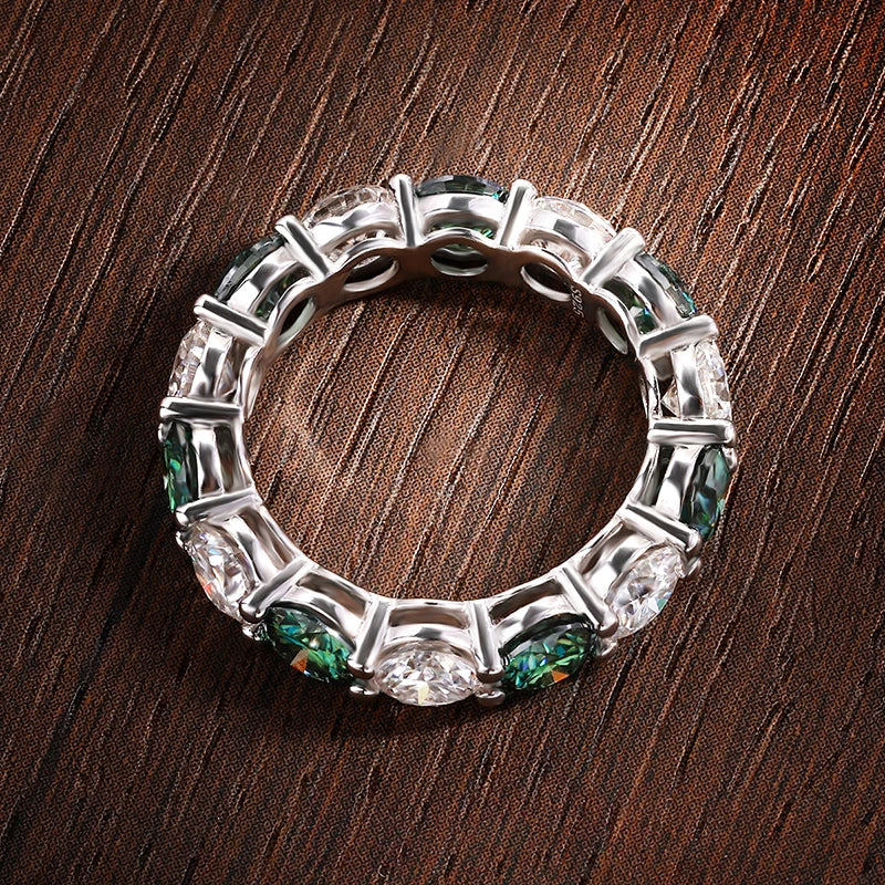 ICED OUT MOISSANITE "RED/GREEN DRASILO" WEISSGOLD 925S SILVER RING - ICERAIN JEWELRY