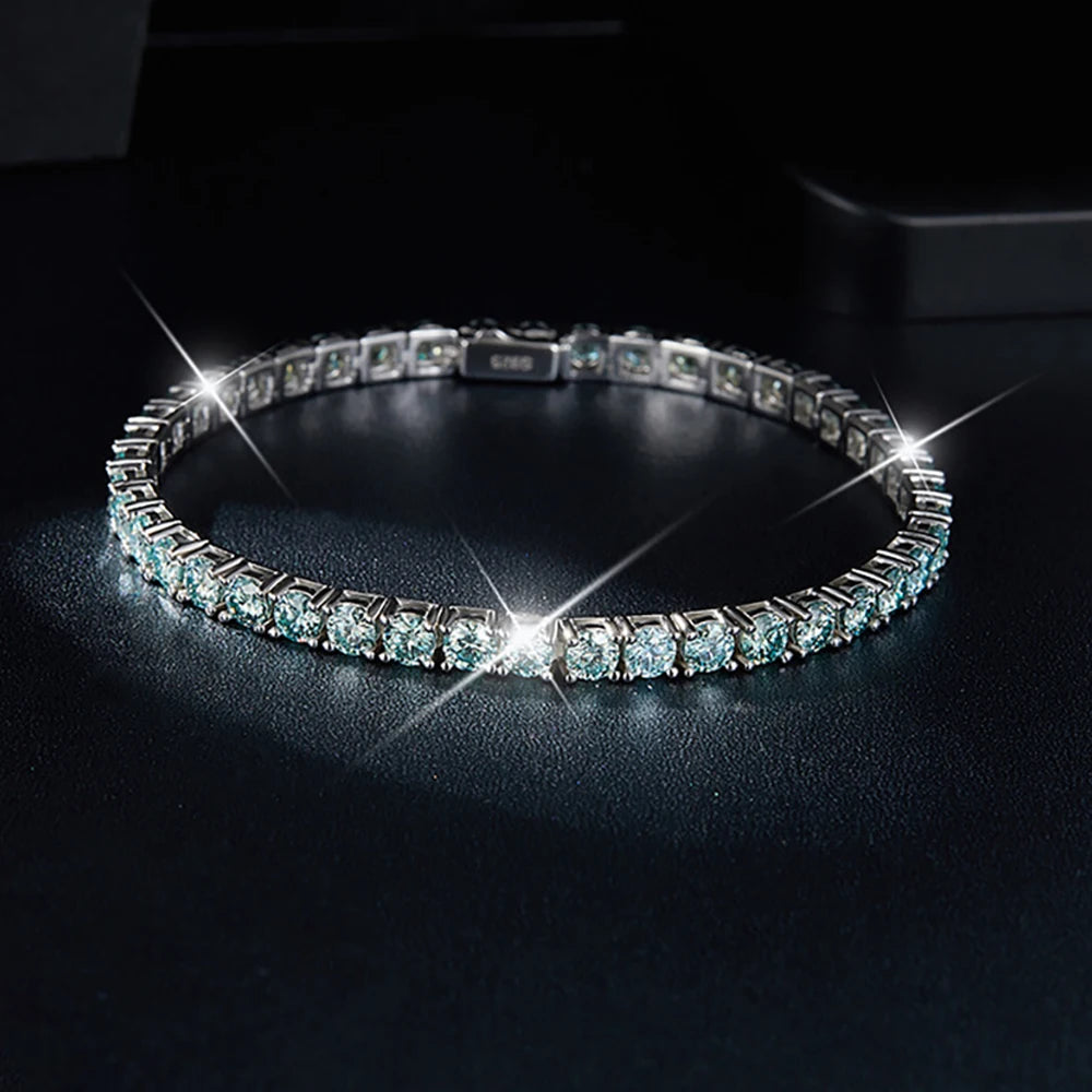 ICED OUT MOISSANITE "GREEN TENNIS" WEISSGOLD 925S SILVER ARMBAND - ICERAIN JEWELRY