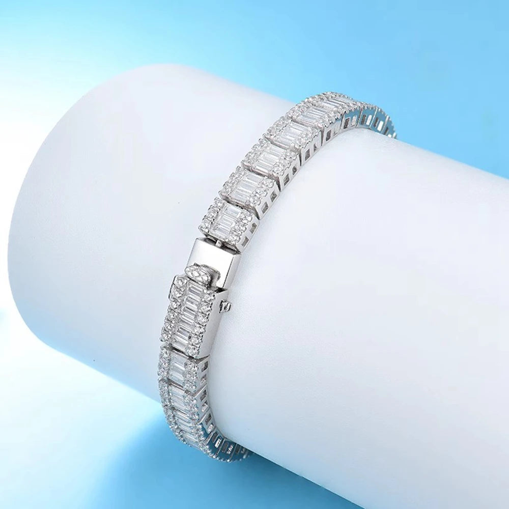 ICED OUT MOISSANITE "SAPHIR TENNIS" WEISSGOLD 925S SILVER ARMBAND - ICERAIN JEWELRY