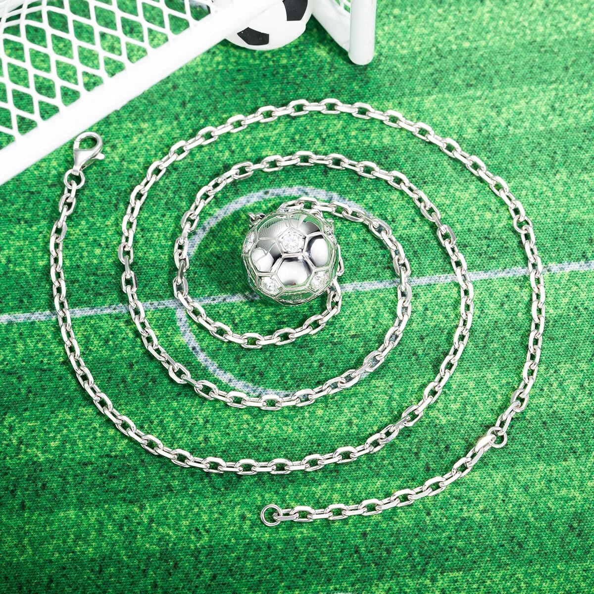ICED OUT MOISSANITE "SOCCER" WEISSGOLD 925S SILVER KETTE - ICERAIN JEWELRY