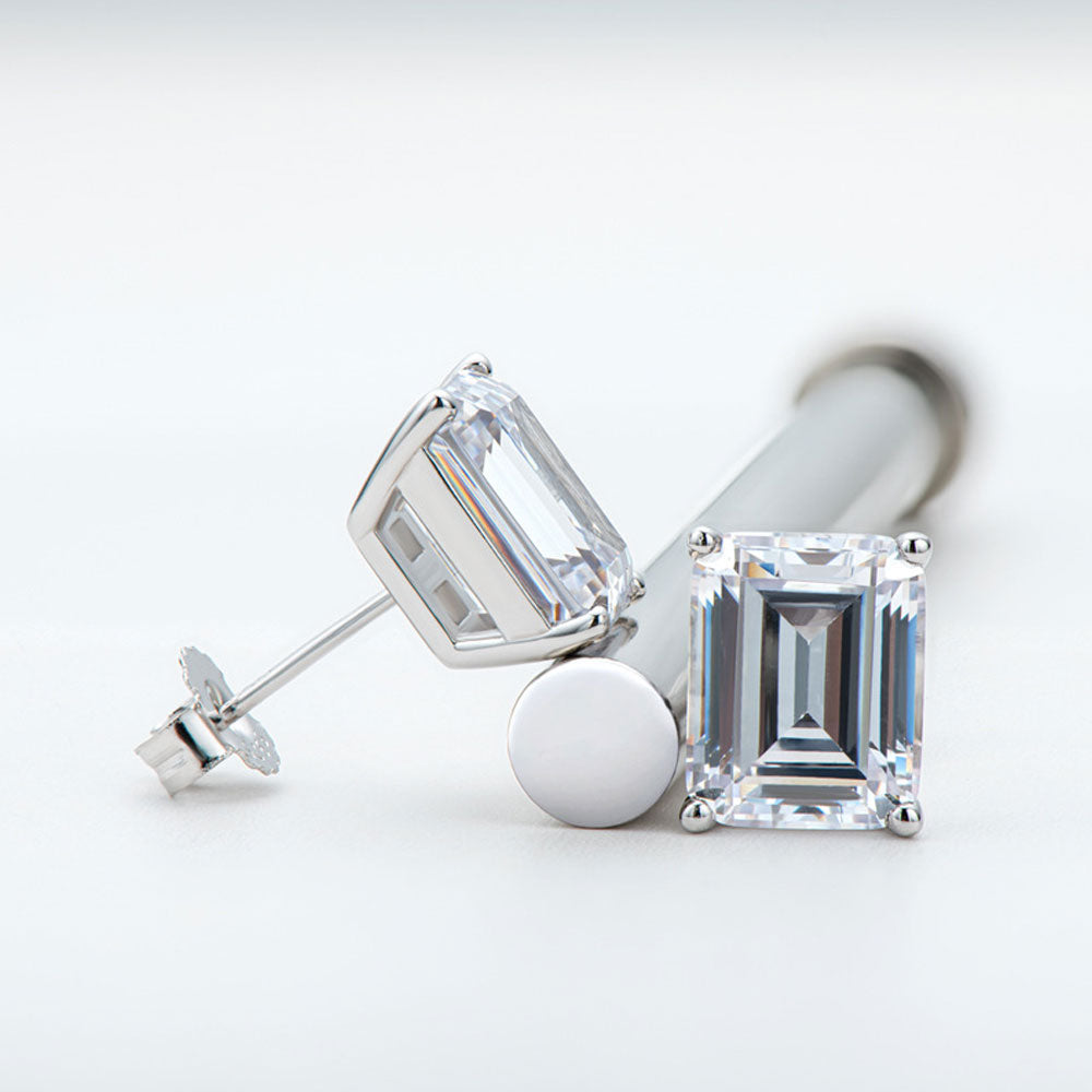 ICED OUT MOISSANITE "EMERALD" WEISSGOLD 925S SILVER OHRRINGE - ICERAIN JEWELRY
