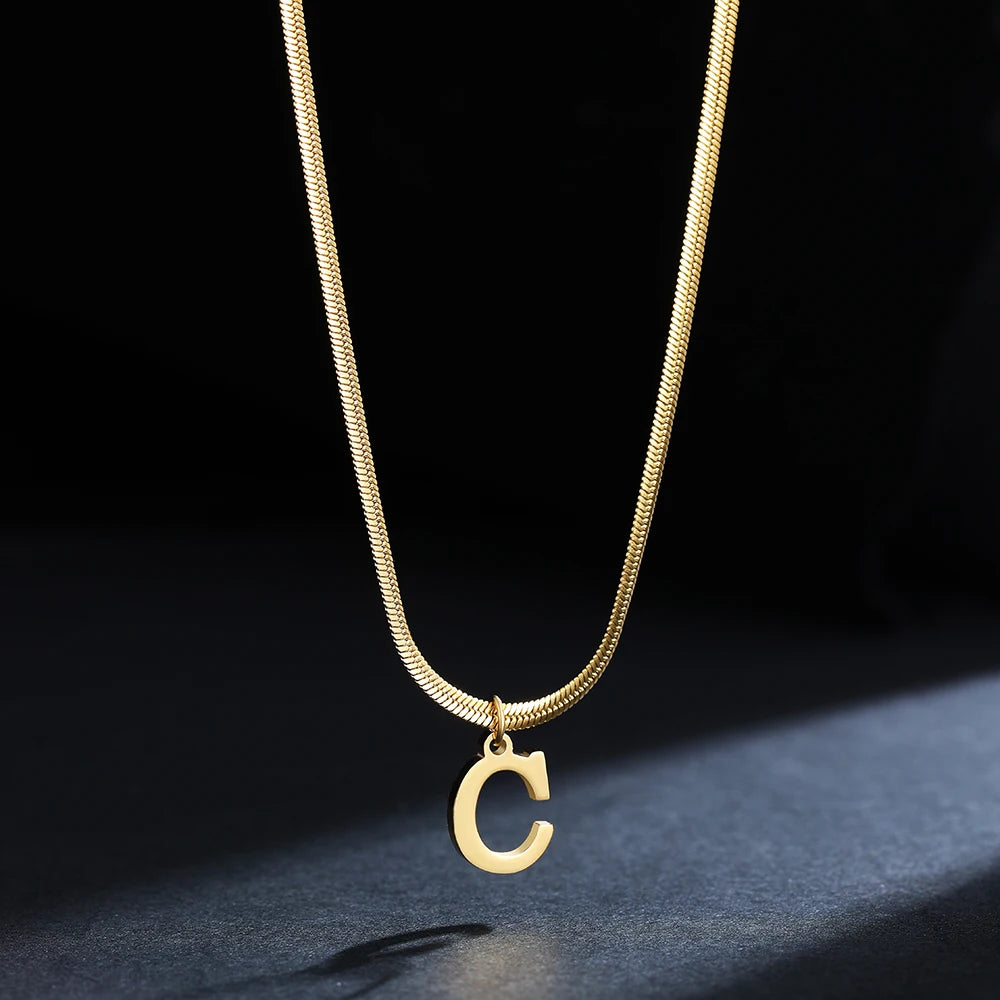 PERSONALISIERTE EDELSTAHL ANFANGSBUCHSTABEN "CHIAVE" KETTE - ICERAIN JEWELRY