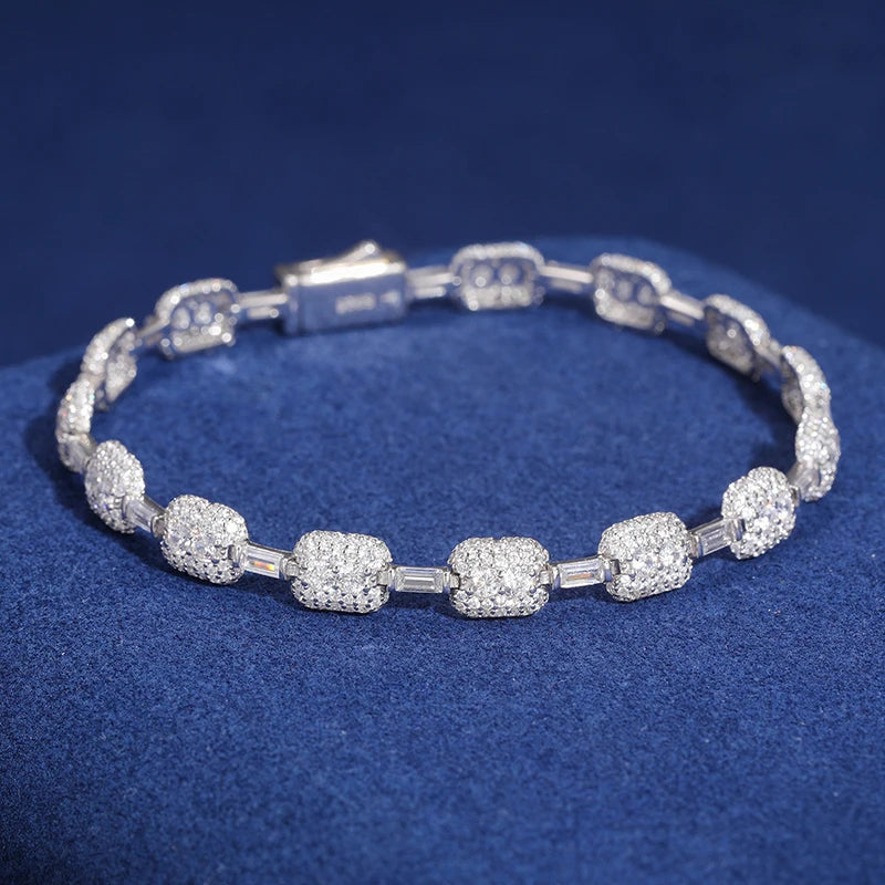 ICED OUT 7MM MOISSANITE "CHENG" WEISSGOLD 925S SILVER ARMBAND - ICERAIN JEWELRY