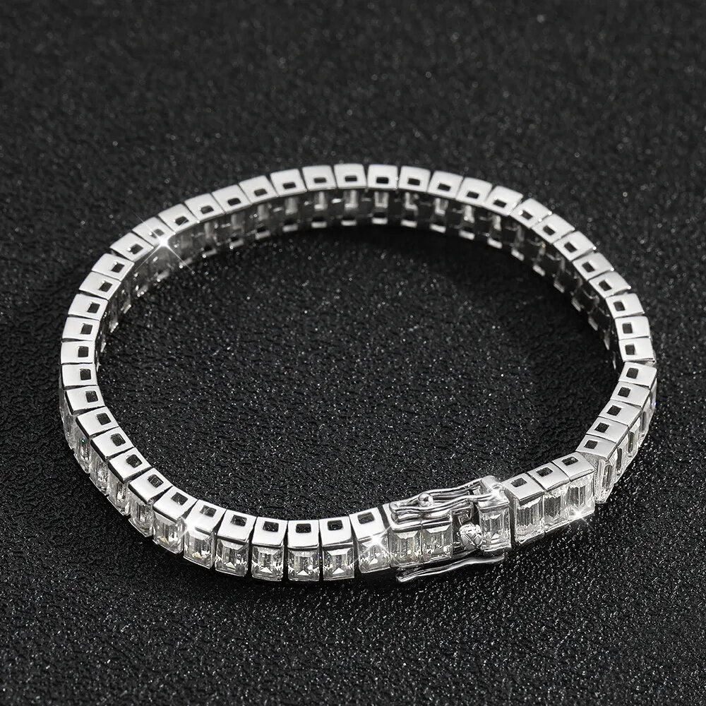 ICED OUT MOISSANITE "EMERALD" WEISSGOLD 925S SILVER ARMBAND - ICERAIN JEWELRY
