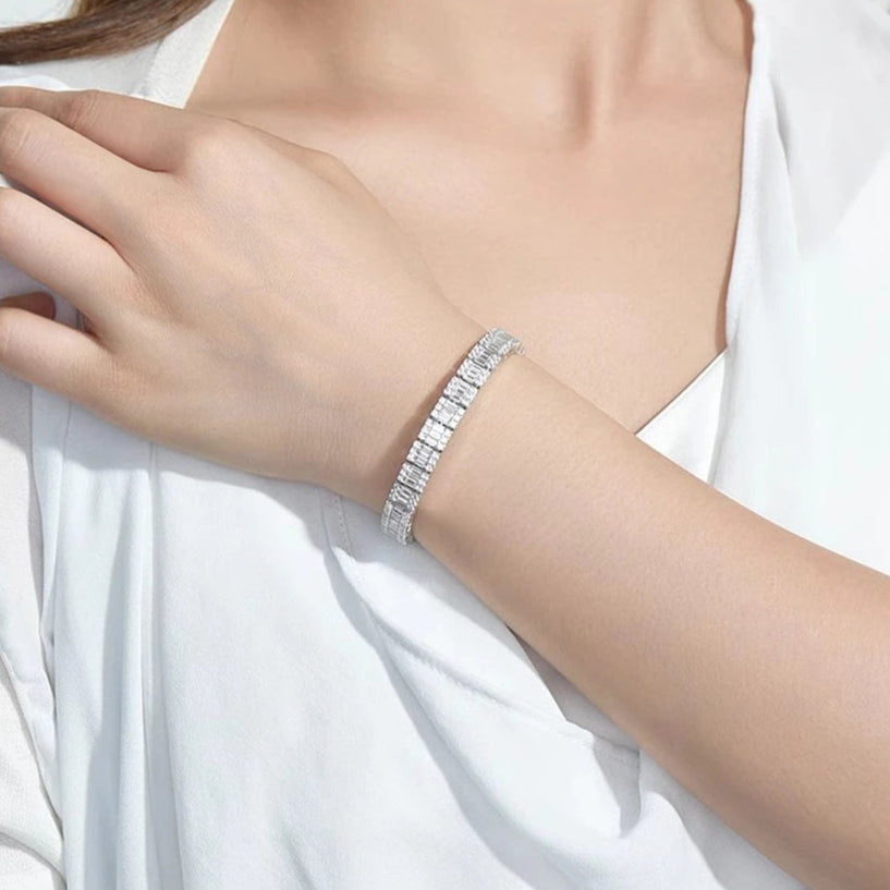 ICED OUT MOISSANITE "SAPHIR TENNIS" WEISSGOLD 925S SILVER ARMBAND - ICERAIN JEWELRY
