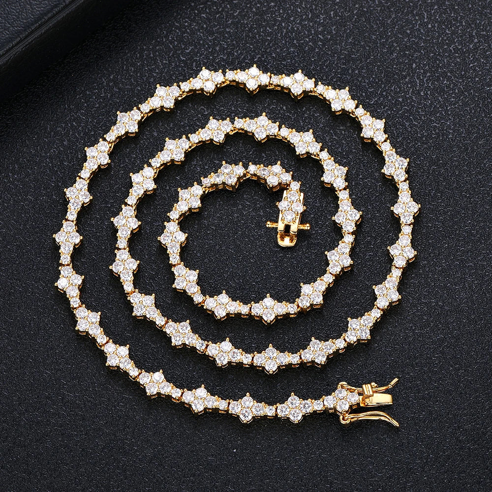 ICED OUT MOISSANITE 3MM "TENNIS CROSS" WEISSGOLD 925S SILVER KETTE - ICERAIN JEWELRY