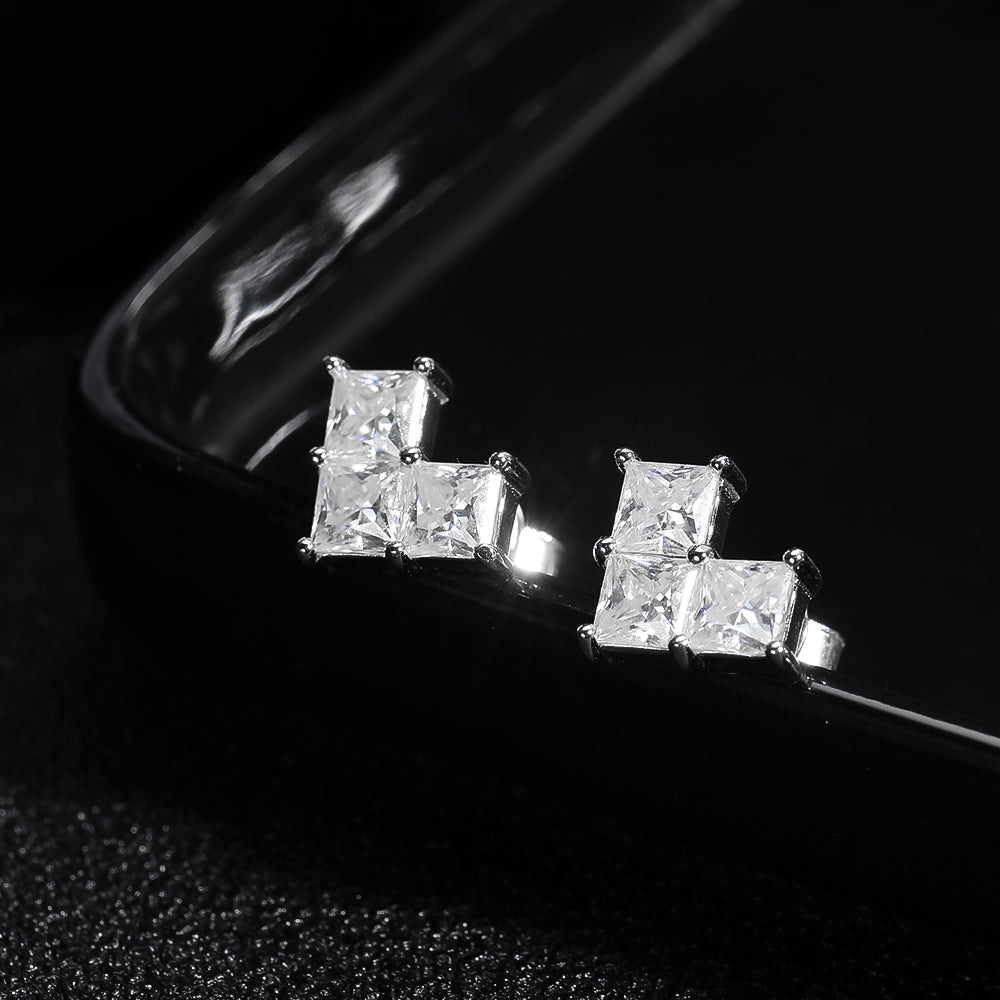 ICED OUT MOISSANITE "TRIANGLE" WEISSGOLD 925S SILVER OHRRINGE - ICERAIN JEWELRY