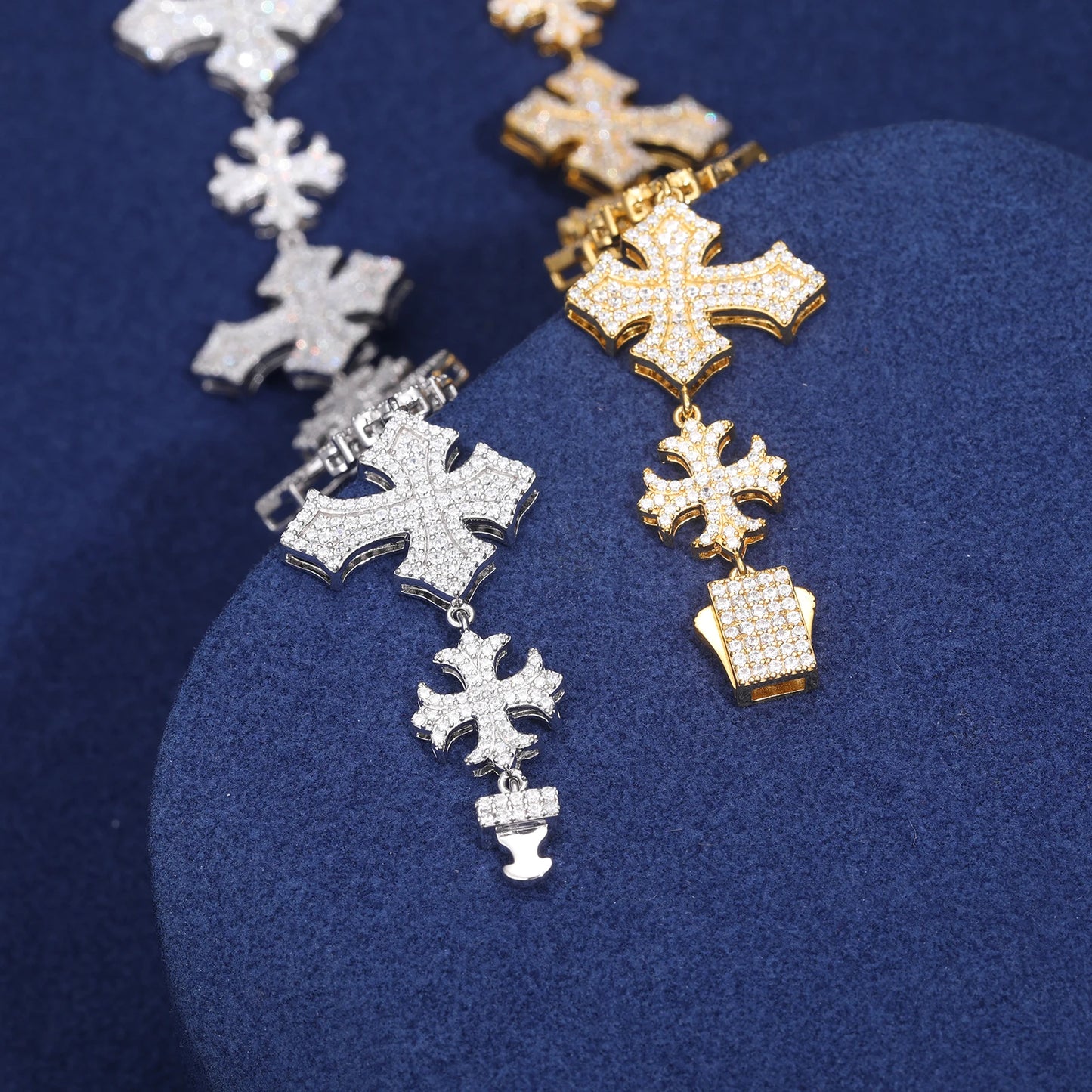 ICED OUT MOISSANITE "CROSS" WEISSGOLD 925S SILVER ARMBAND - ICERAIN JEWELRY