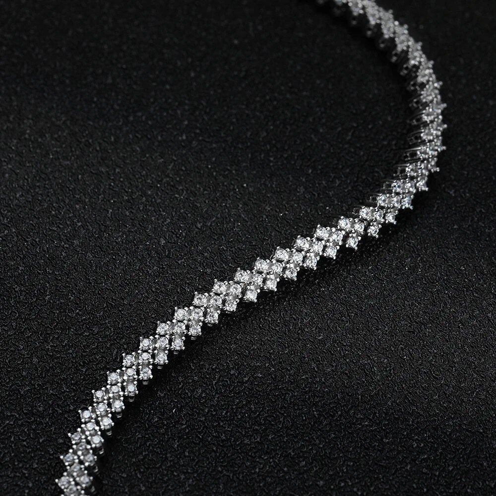 ICED OUT MOISSANITE "TRIANGLE TENNIS" WEISSGOLD 925S SILVER ARMBAND - ICERAIN JEWELRY