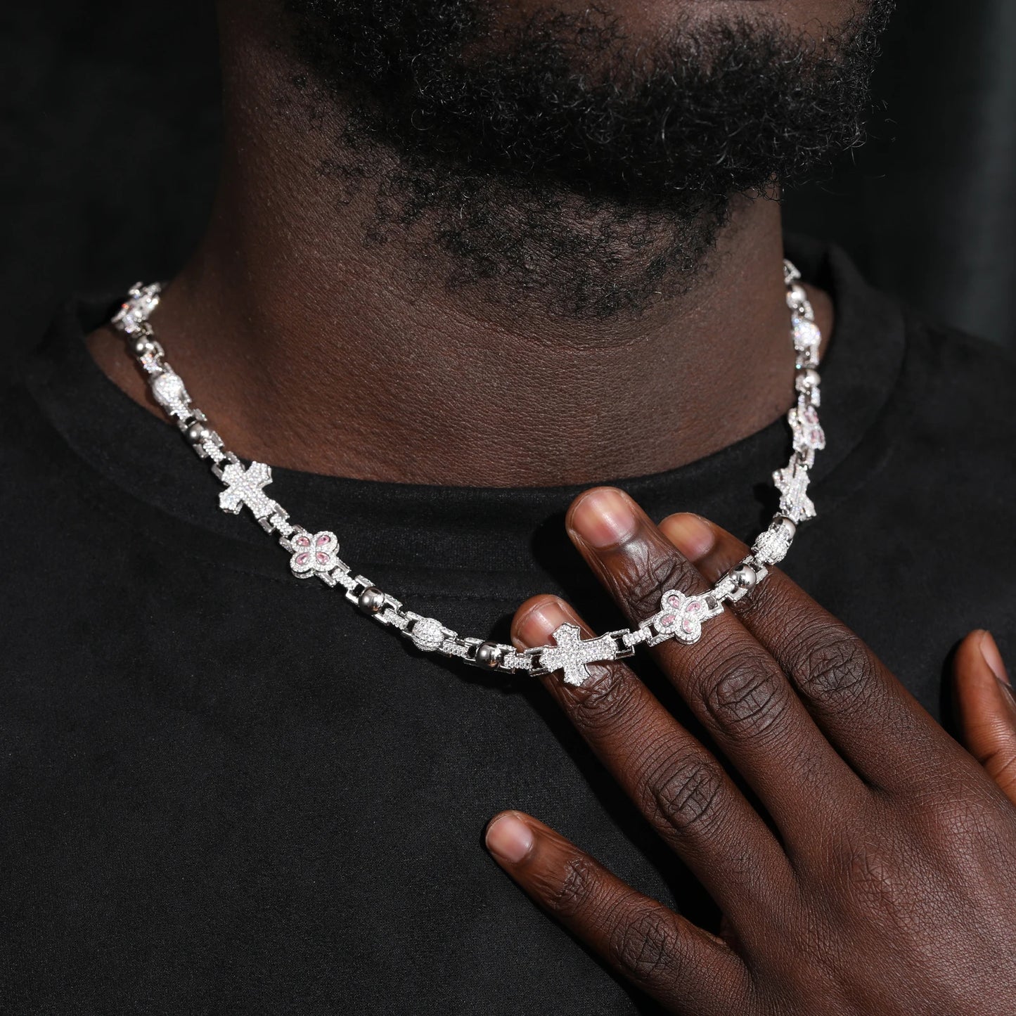ICED OUT MOISSANITE "CROSS COLLABO" WEISSGOLD 925S SILVER KETTE - ICERAIN JEWELRY