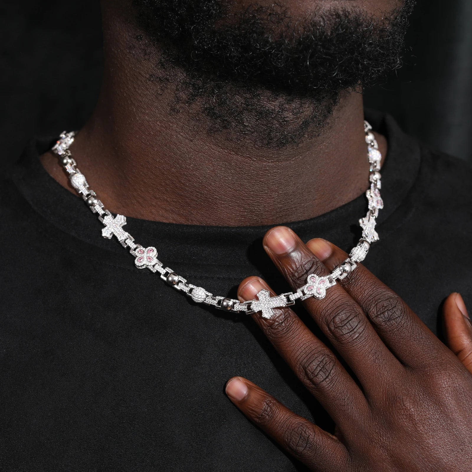 ICED OUT MOISSANITE "CROSS COLLABO" WEISSGOLD 925S SILVER KETTE - ICERAIN JEWELRY