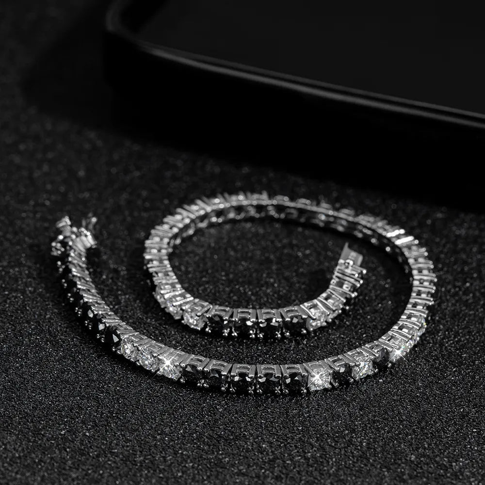 ICED OUT MOISSANITE "SILVER/BLACK TENNIS" WEISSGOLD 925S SILVER ARMBAND - ICERAIN JEWELRY