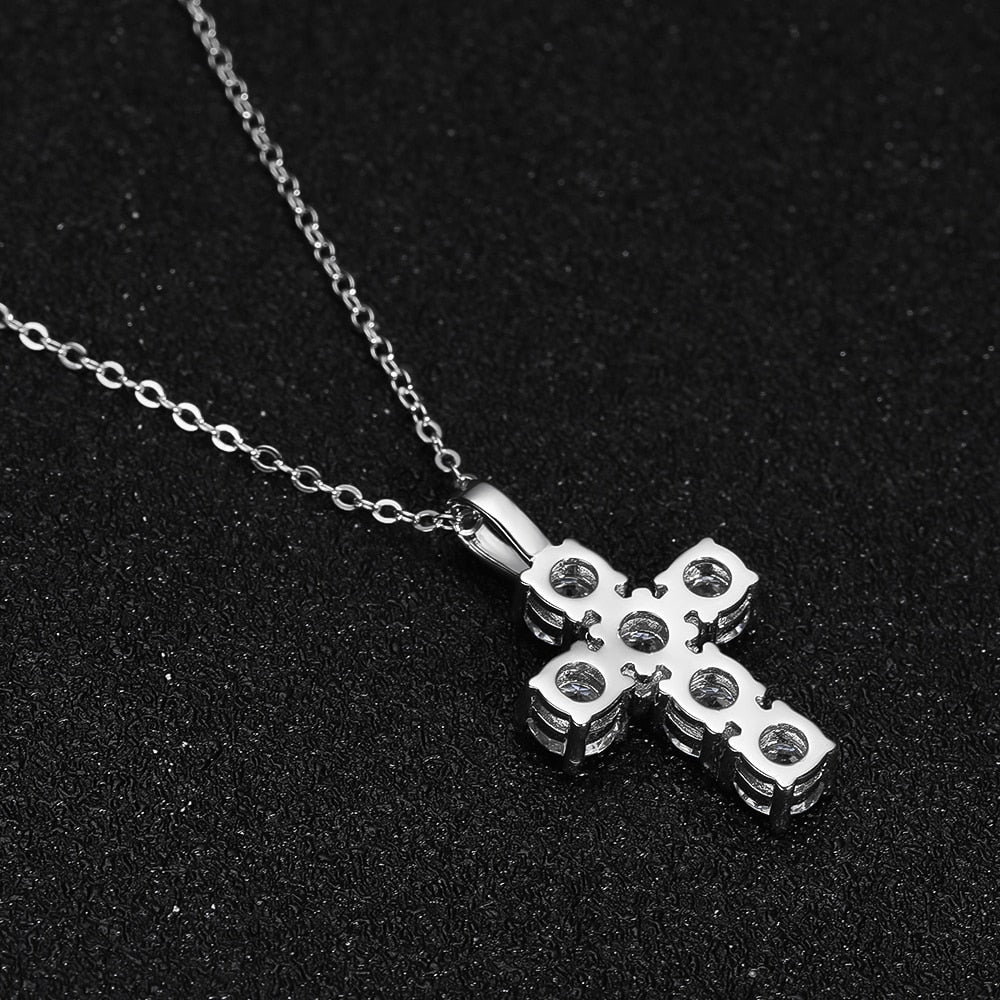 ICED OUT MOISSANITE "CROSS" WEISSGOLD 925S SILVER KETTE - ICERAIN JEWELRY