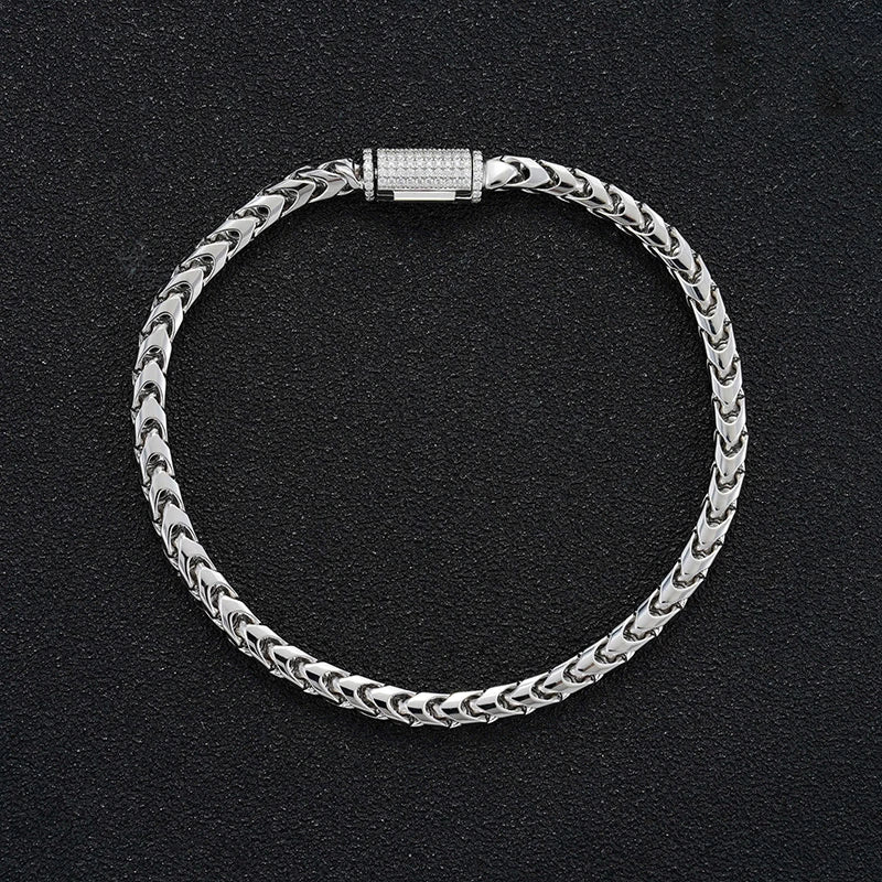 ICED OUT 4MM MOISSANITE "BUCKLE" WEISSGOLD 925S SILVER ARMBAND - ICERAIN JEWELRY