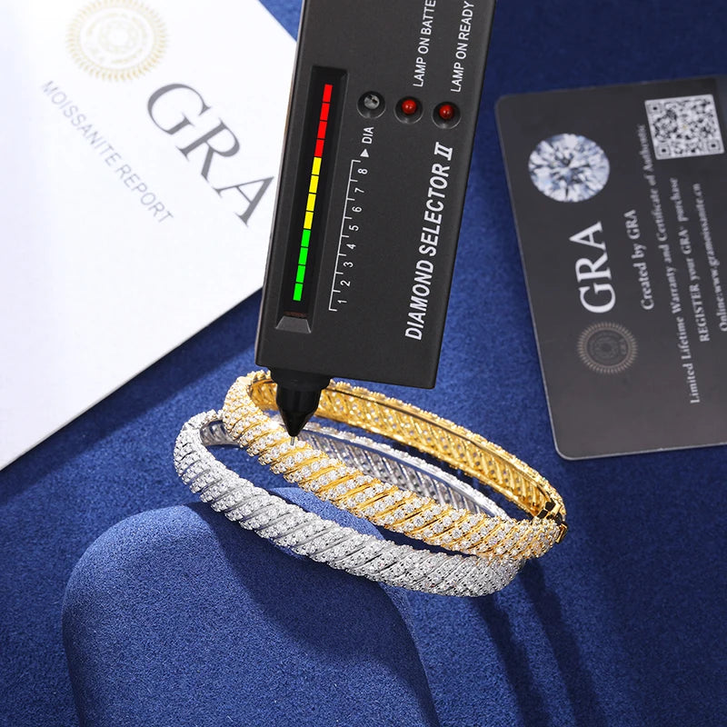 SALE | ICED OUT 8MM 20CM MOISSANITE "SILVER TWIST" WEISSGOLD 925S SILVER ARMREIF - ICERAIN JEWELRY
