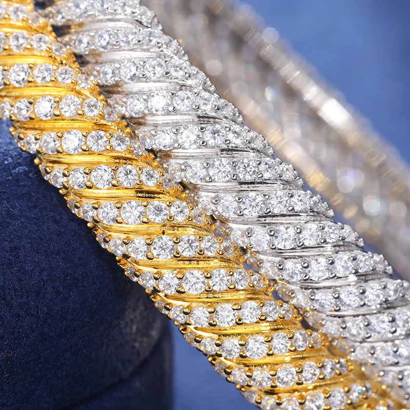 SALE | ICED OUT 8MM 20CM MOISSANITE "SILVER TWIST" WEISSGOLD 925S SILVER ARMREIF - ICERAIN JEWELRY