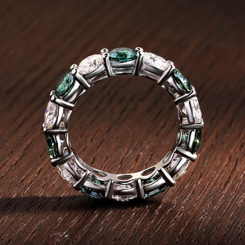ICED OUT MOISSANITE "RED/GREEN DRASILO" WEISSGOLD 925S SILVER RING - ICERAIN JEWELRY