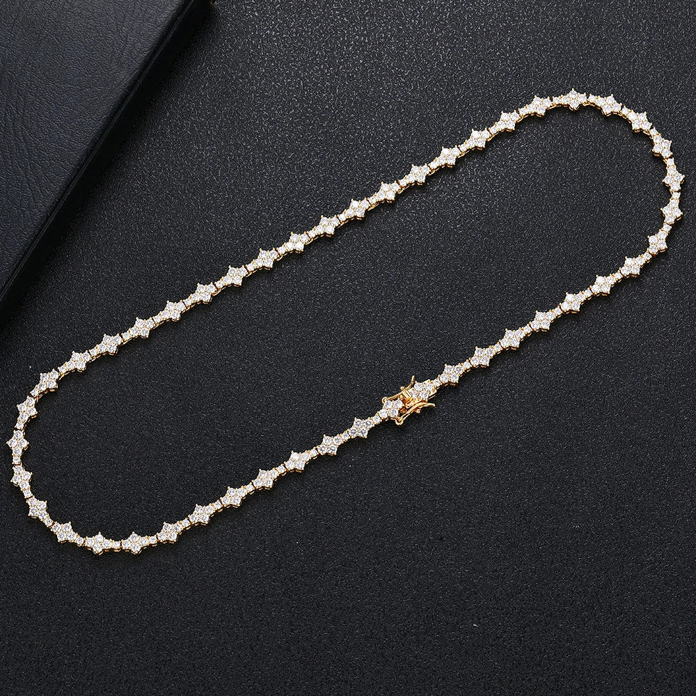ICED OUT MOISSANITE 3MM "TENNIS CROSS" WEISSGOLD 925S SILVER KETTE - ICERAIN JEWELRY
