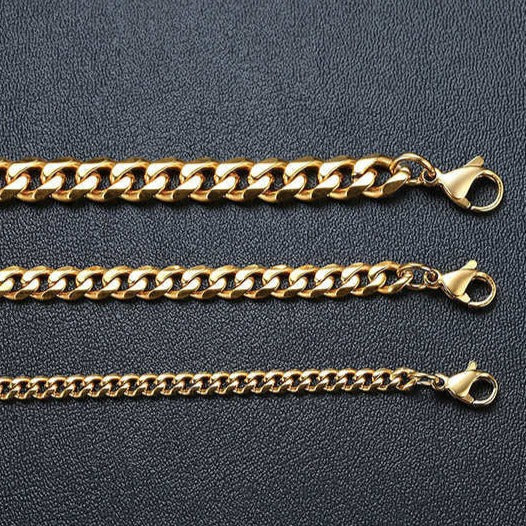 SALE | EDELSTAHL 3MM 45CM "GOLD CUBAN" KETTE - ICERAIN JEWELRY