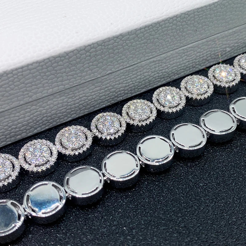 ICED OUT 10MM MOISSANITE "RONDEL" WEISSGOLD 925S SILVER ARMBAND - ICERAIN JEWELRY