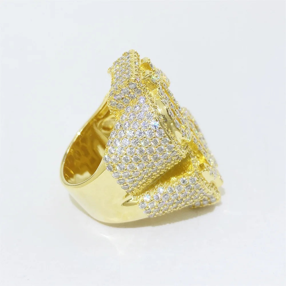 ICED OUT MOISSANITE "DOLLAR" WEISSGOLD 925S SILVER RING - ICERAIN JEWELRY
