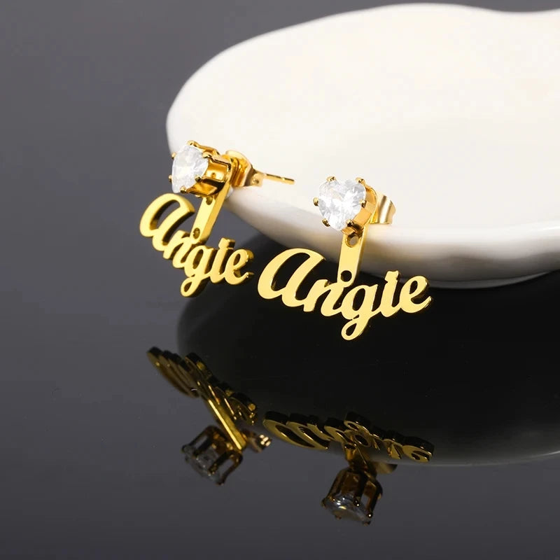 PERSONALISIERTE EDELSTAHL "HEARTNAME" OHRRINGE - ICERAIN JEWELRY