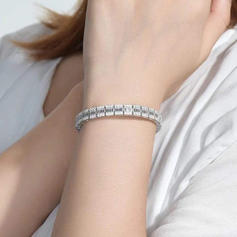ICED OUT MOISSANITE "SAPHIR TENNIS" WEISSGOLD 925S SILVER ARMBAND - ICERAIN JEWELRY