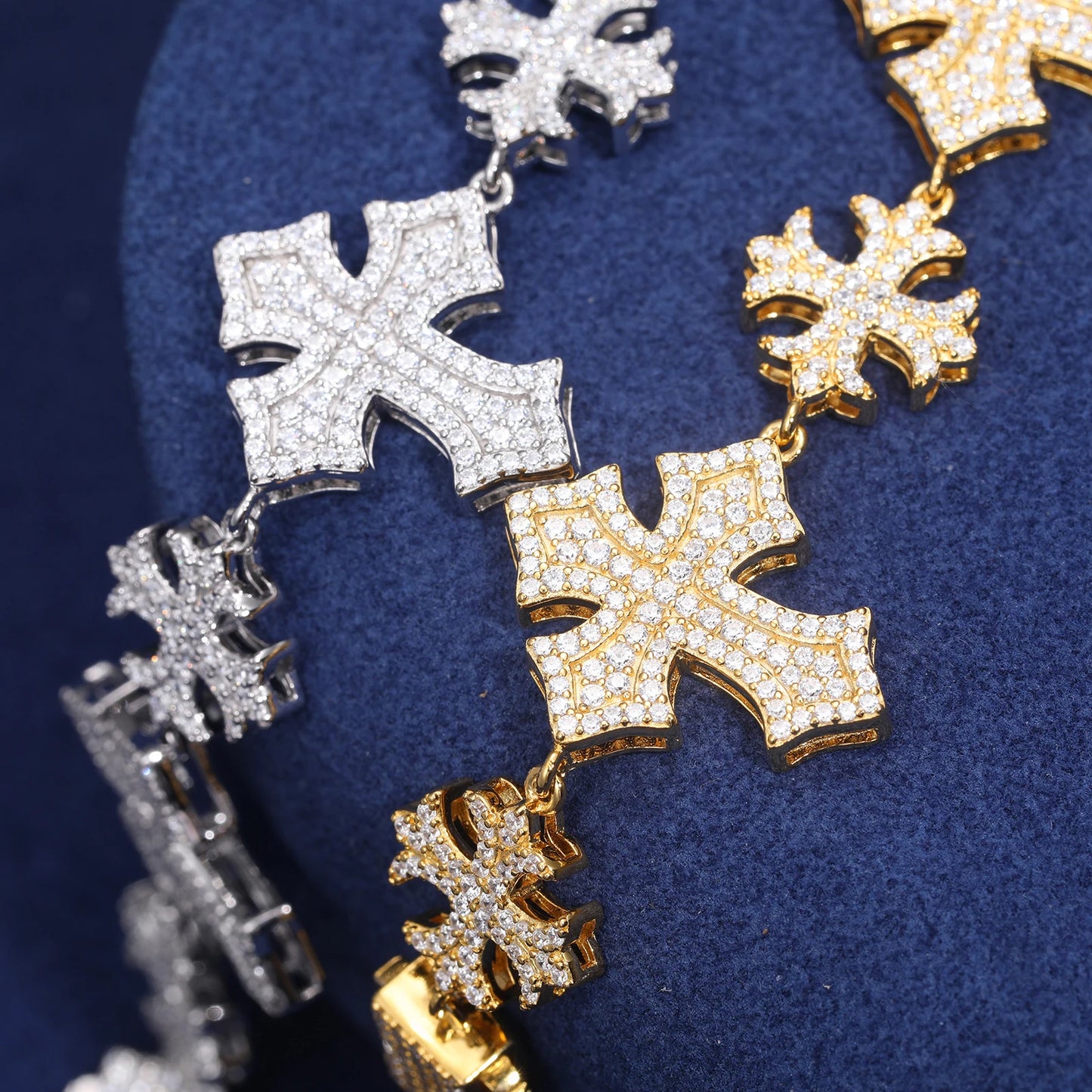 ICED OUT MOISSANITE "CROSS" WEISSGOLD 925S SILVER ARMBAND - ICERAIN JEWELRY