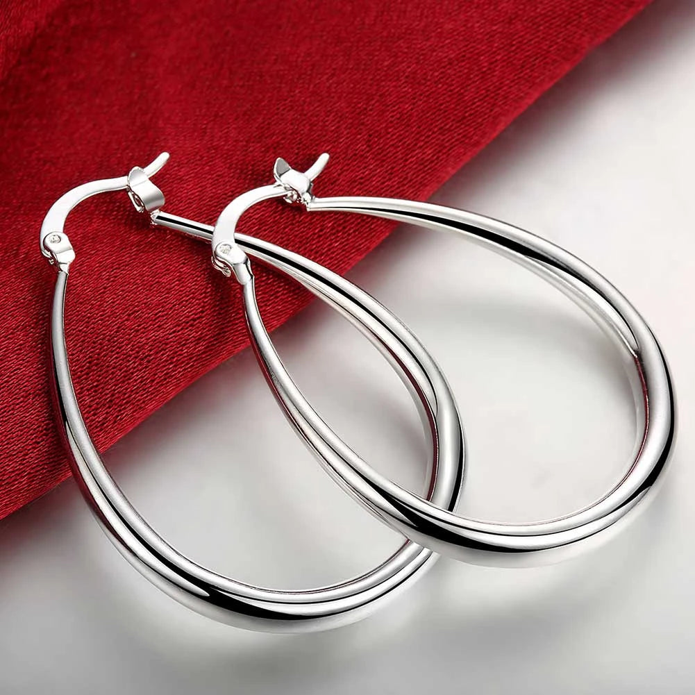 925S SILVER "OVAL HOOP" OHRRINGE - ICERAIN JEWELRY
