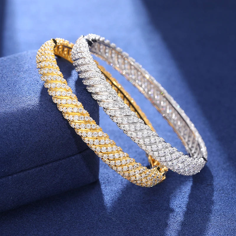 SALE | ICED OUT 8MM 20CM MOISSANITE "SILVER TWIST" WEISSGOLD 925S SILVER ARMREIF - ICERAIN JEWELRY