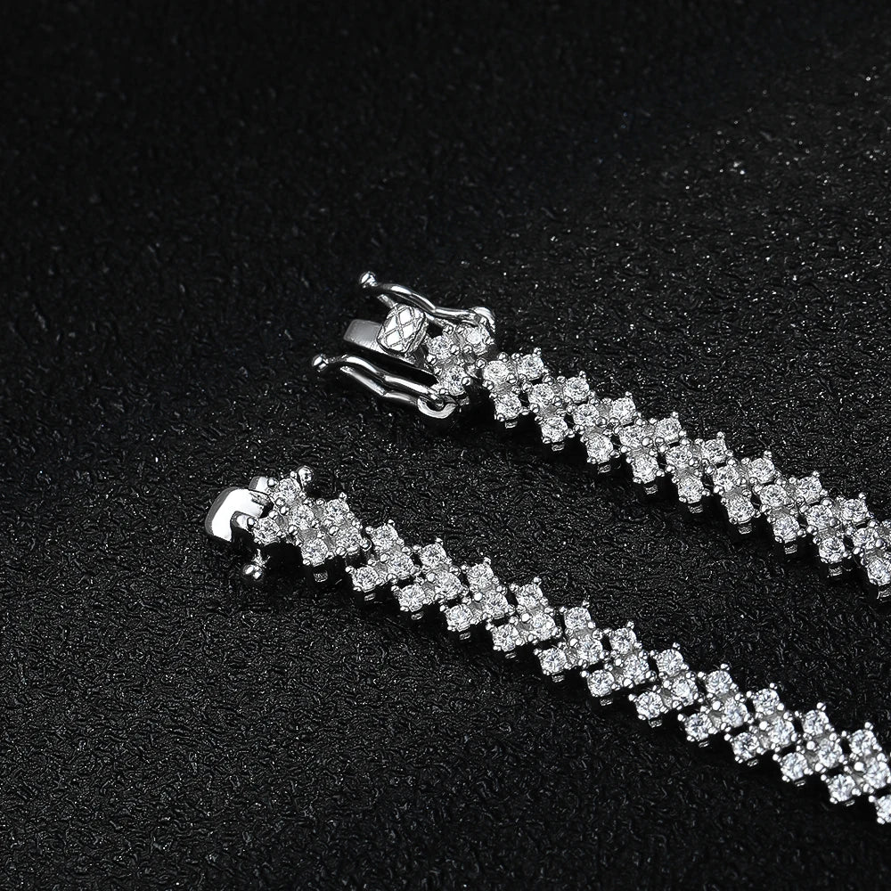 ICED OUT MOISSANITE "TRIANGLE TENNIS" WEISSGOLD 925S SILVER ARMBAND - ICERAIN JEWELRY