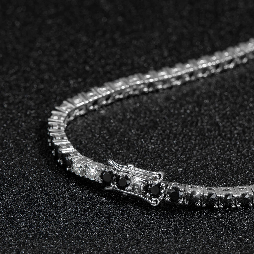 ICED OUT MOISSANITE "SILVER/BLACK TENNIS" WEISSGOLD 925S SILVER ARMBAND - ICERAIN JEWELRY