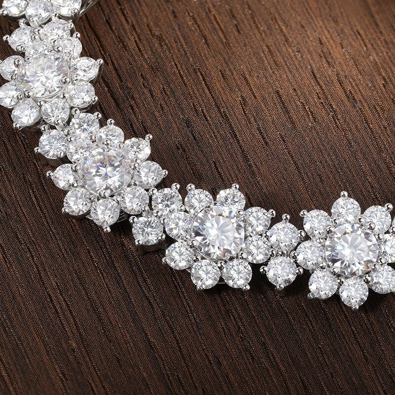 ICED OUT MOISSANITE "FLOWERS" WEISSGOLD 925S SILVER ARMBAND - ICERAIN JEWELRY