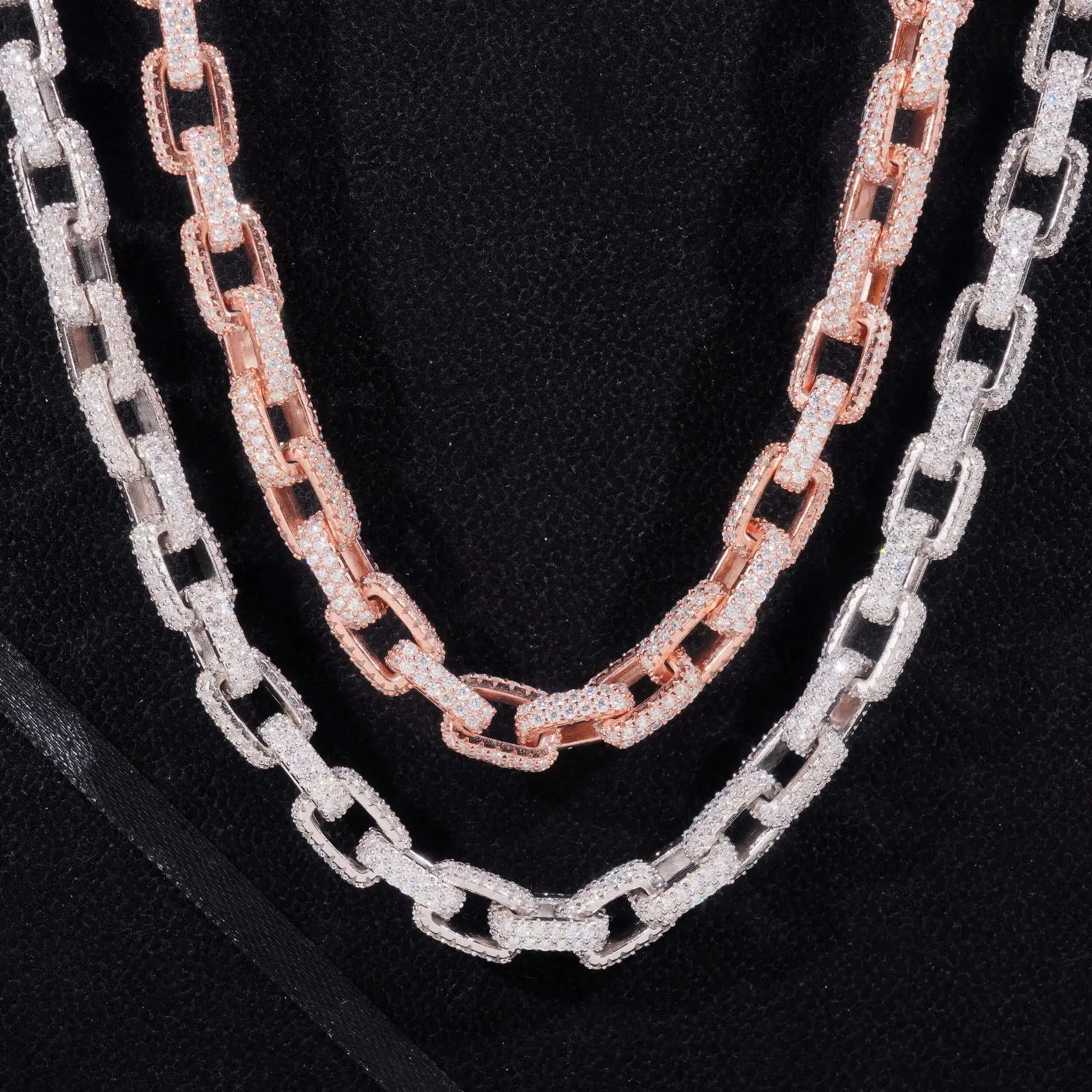 ICED OUT 10MM MOISSANITE "LOOP" WEISSGOLD 925S SILVER KETTE - ICERAIN JEWELRY