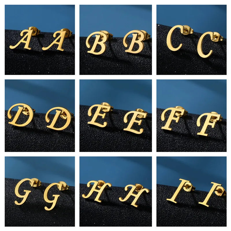 PERSONALISIERTE EDELSTAHL ANFANGSBUCHSTABEN ""SKUR" OHRRINGE - ICERAIN JEWELRY