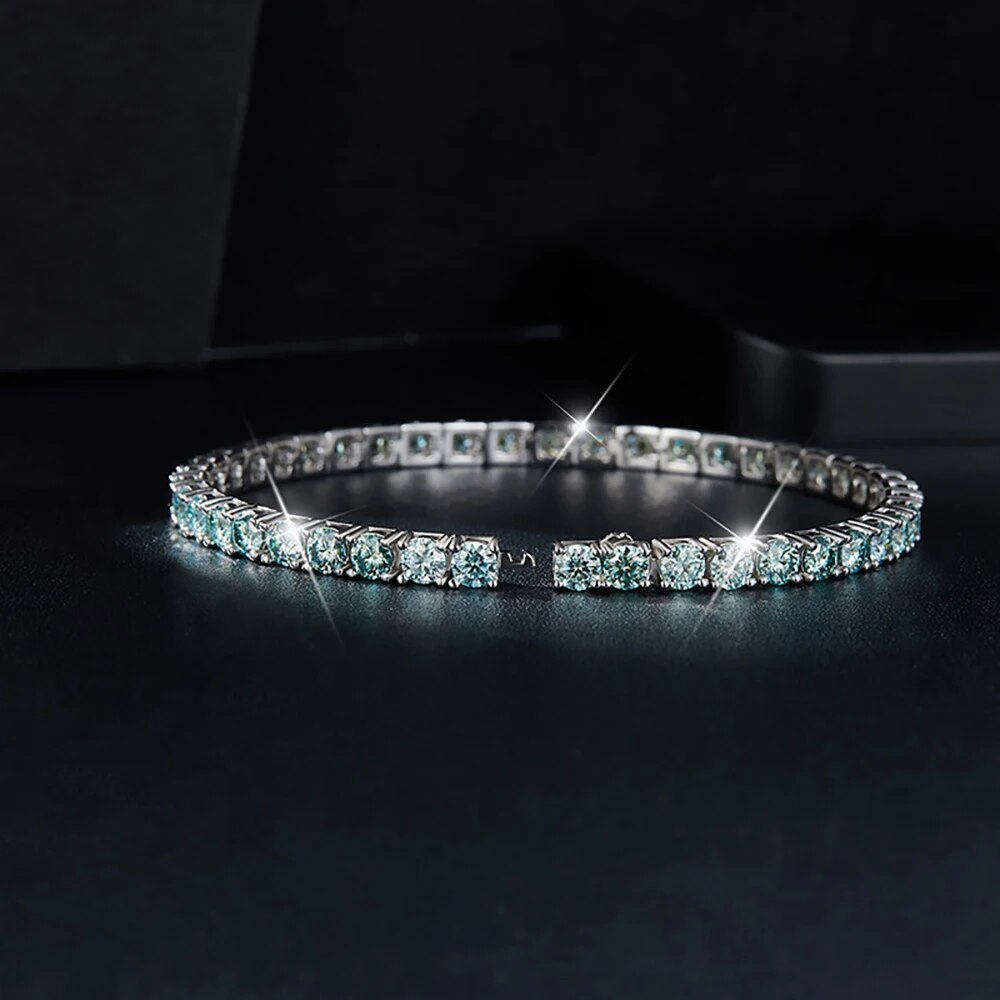 ICED OUT MOISSANITE "GREEN TENNIS" WEISSGOLD 925S SILVER ARMBAND - ICERAIN JEWELRY