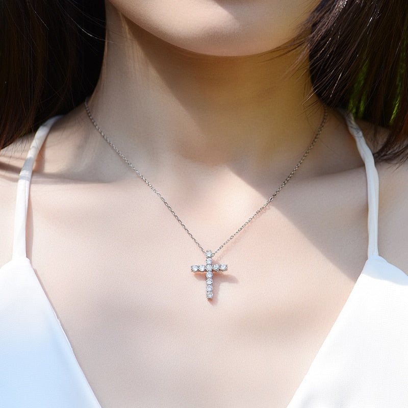 ICED OUT MOISSANITE "CROSS V2" WEISSGOLD 925S SILVER KETTE - ICERAIN JEWELRY