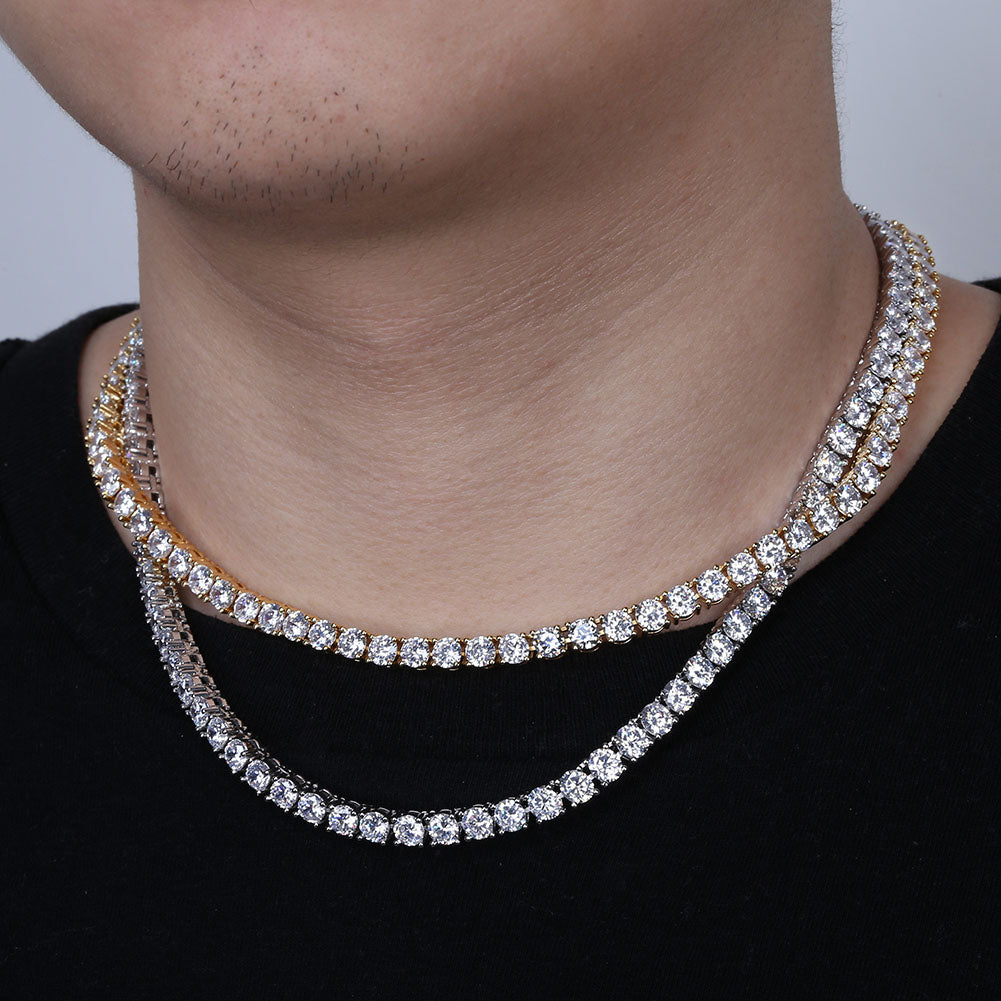 SALE | ICED OUT 4MM 50CM "SILVER TENNIS" KETTE - ICERAIN JEWELRY