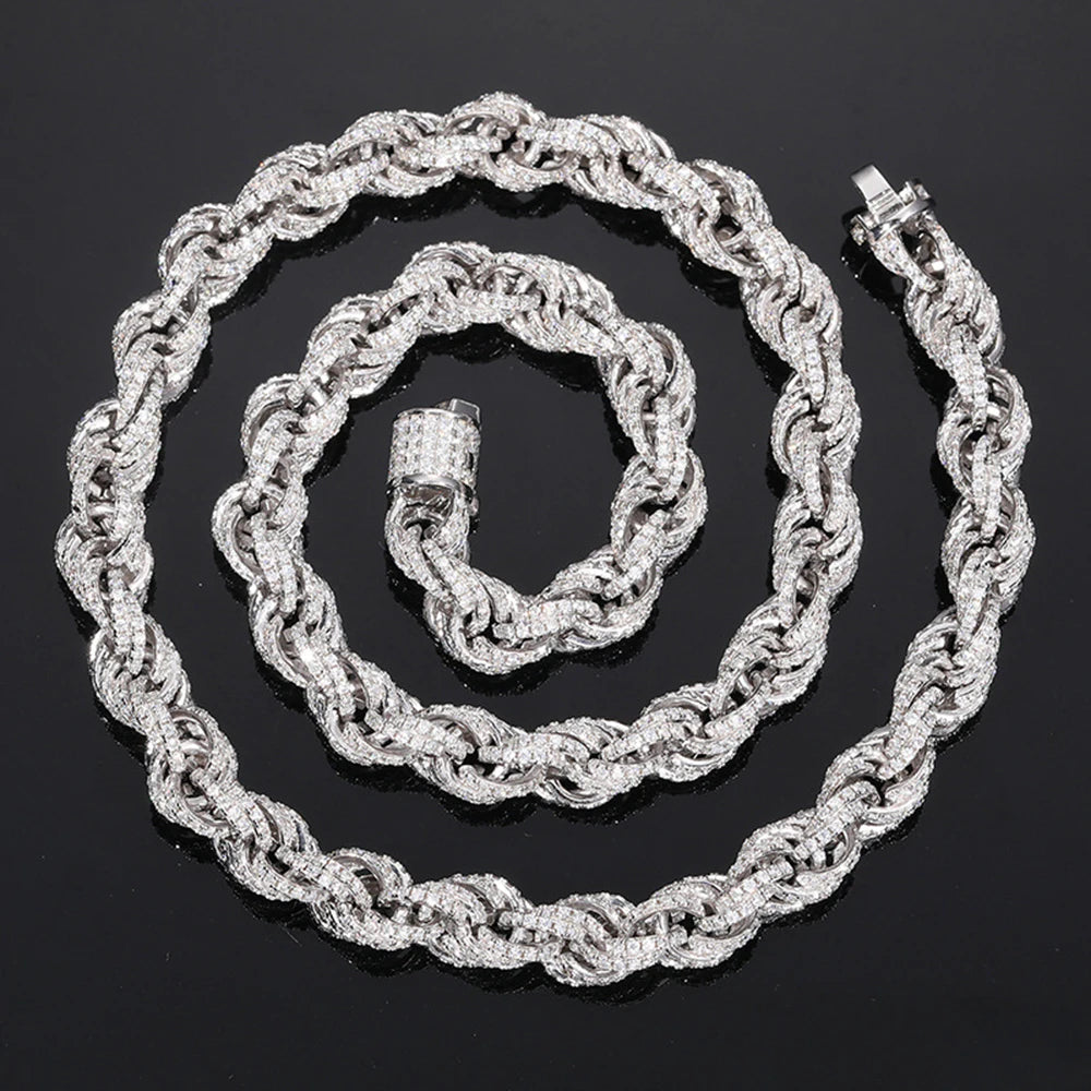 ICED OUT 8MM MOISSANITE "ROPE" WEISSGOLD 925S SILVER KETTE - ICERAIN JEWELRY