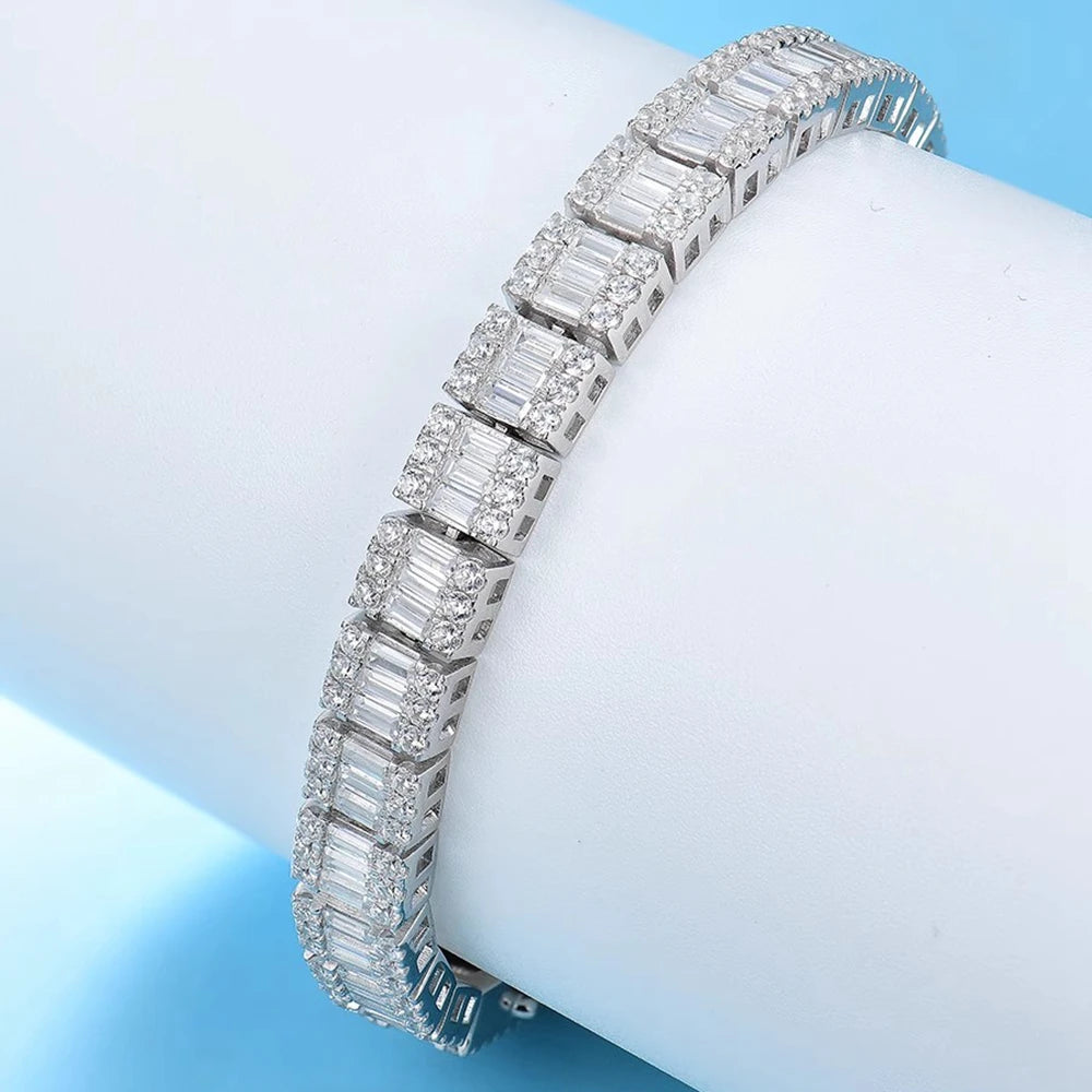 ICED OUT MOISSANITE "SAPHIR TENNIS" WEISSGOLD 925S SILVER ARMBAND - ICERAIN JEWELRY