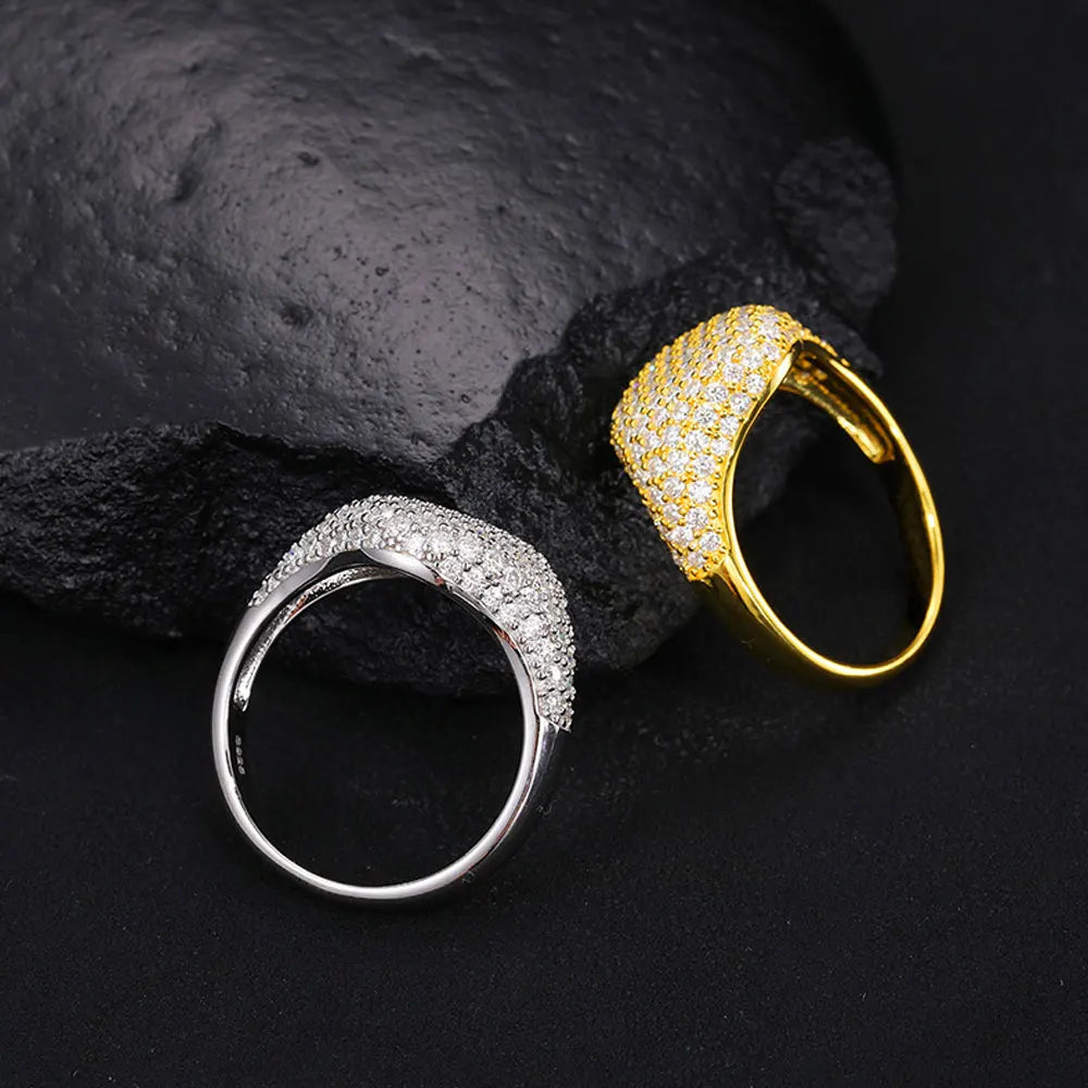 SALE | ICED OUT MOISSANITE GRÖSSE 10 (20MM DURCHMESSER) "GOLD DWARAGONA" WEISSGOLD 925S SILVER RING - ICERAIN JEWELRY