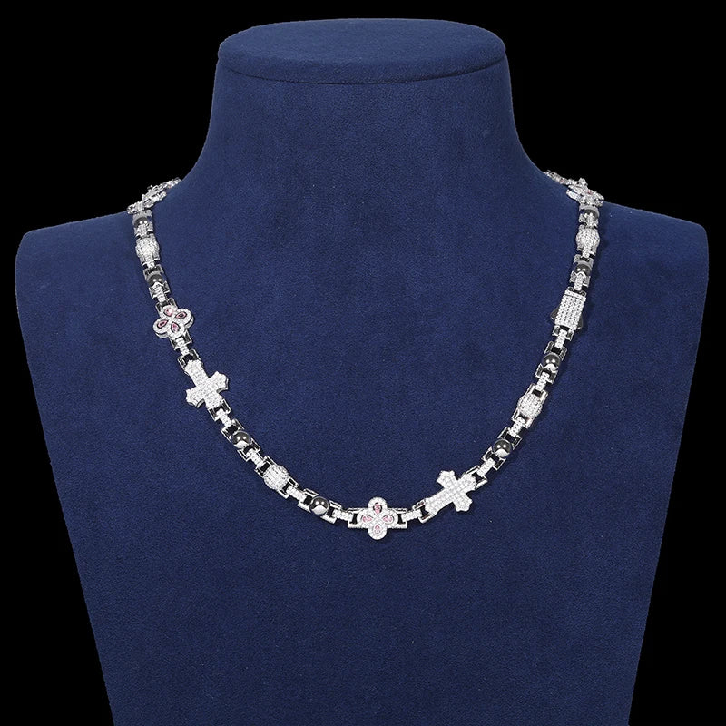 ICED OUT MOISSANITE "CROSS COLLABO" WEISSGOLD 925S SILVER KETTE - ICERAIN JEWELRY