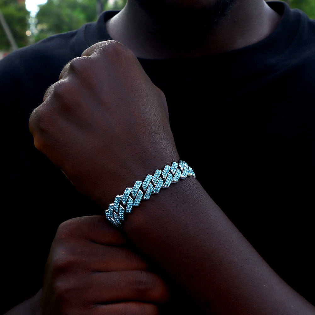 ICED OUT 14MM "BLUE PRONG CUBAN" ARMBAND - ICERAIN JEWELRY